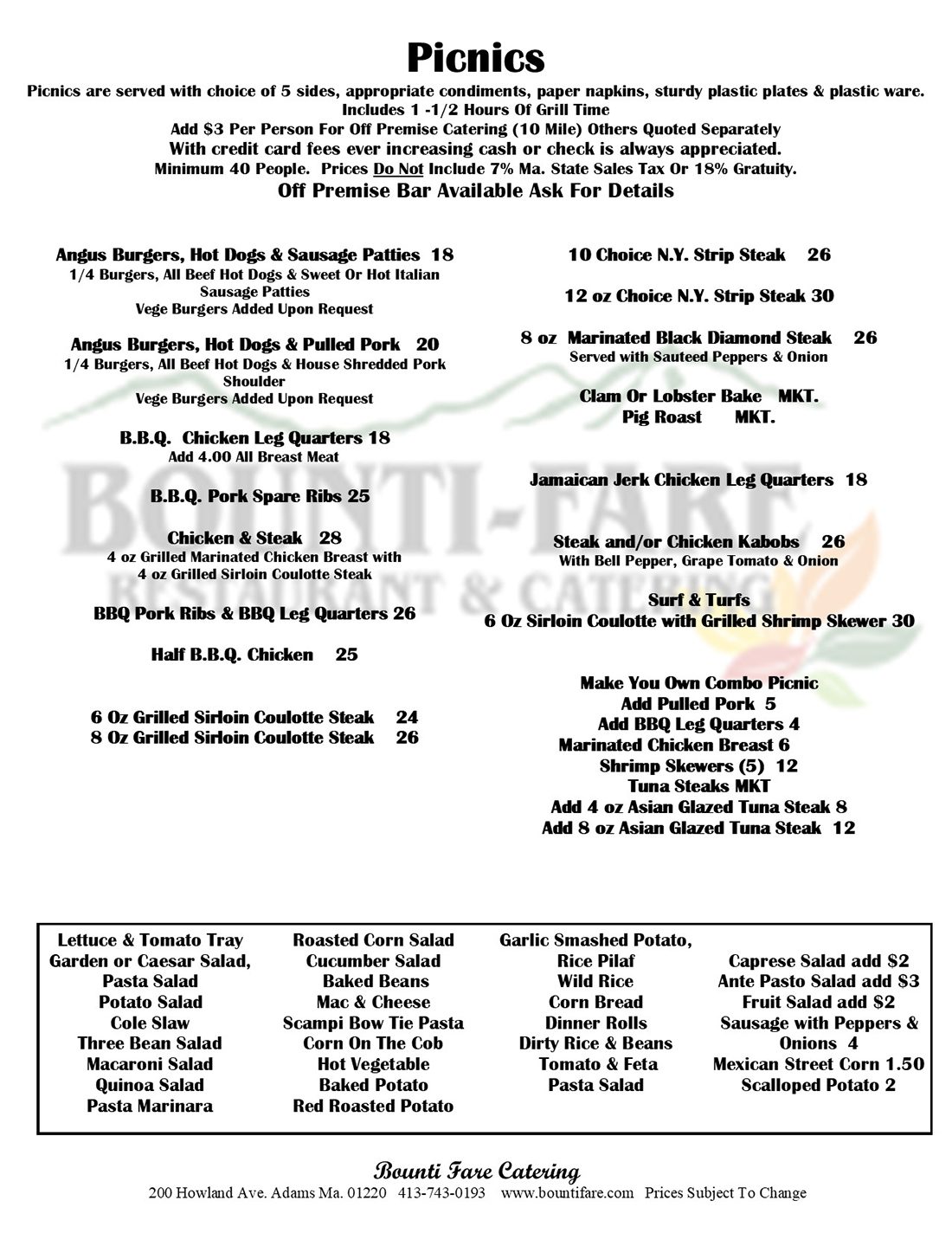 Bounti Fare Restaurant, Restaurants Adams, MA, Weddings In The Berkshires, Restaurants In The Berkshires, Caterers In The Berkshires, Catering In The Berkshires