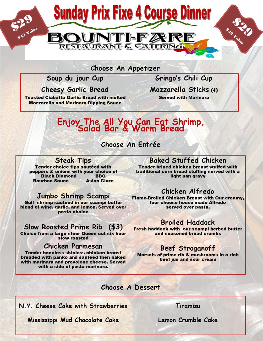 Sunday Prix Fixe 2026