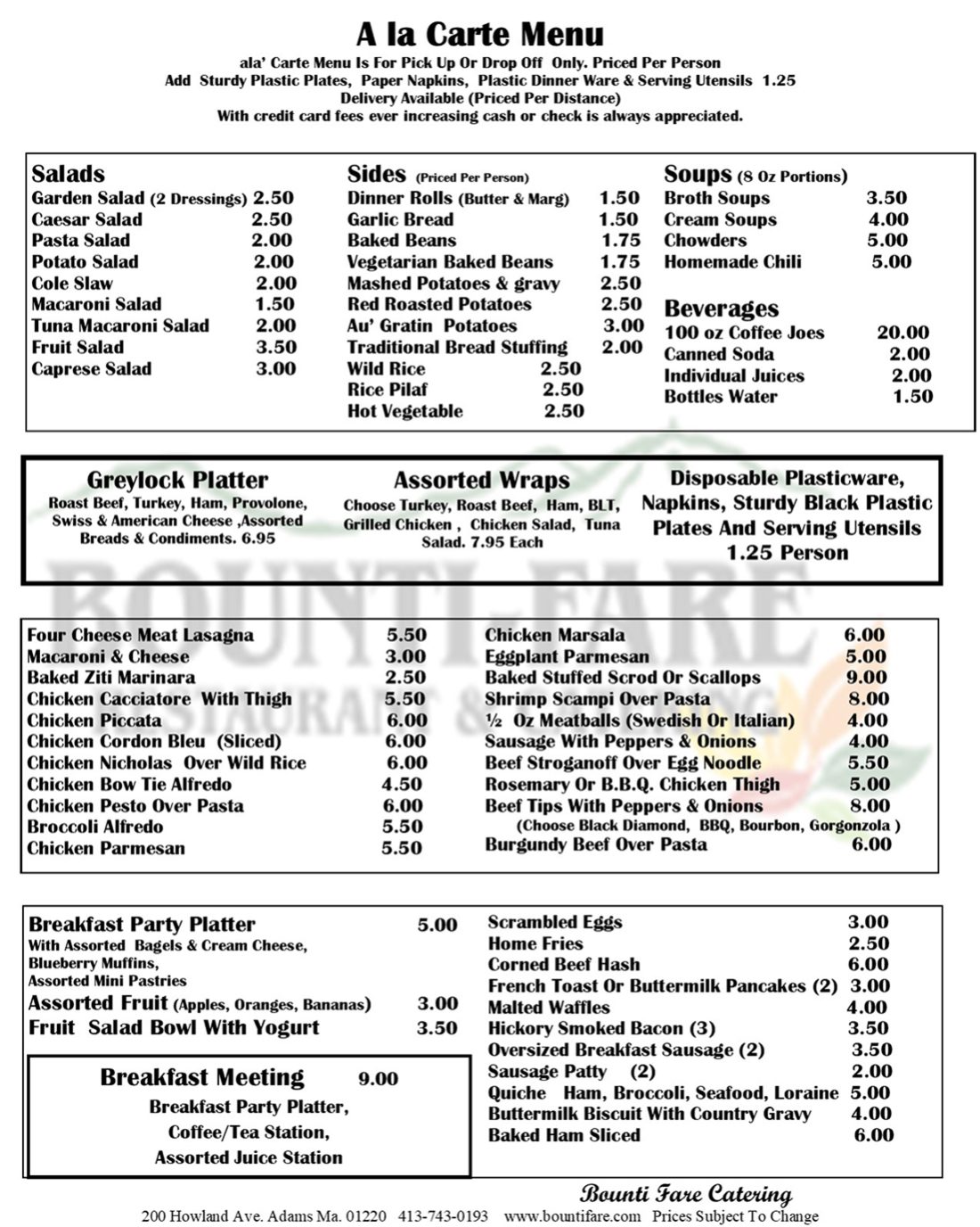 Bounti Fare Restaurant, Restaurants Adams, MA, Weddings In The Berkshires, Restaurants In The Berkshires, Caterers In The Berkshires, Catering In The Berkshires